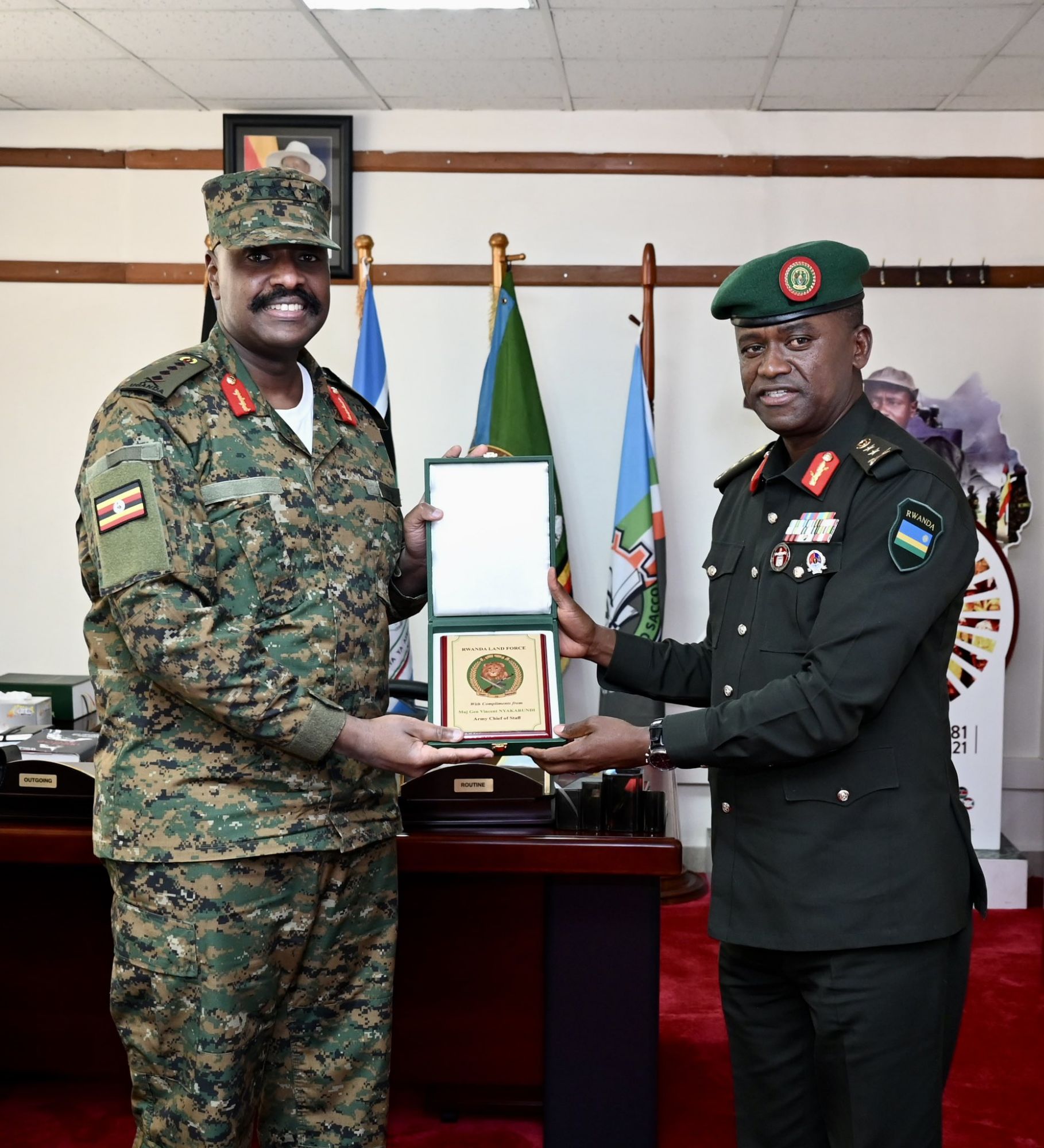 UPDF’s New Chief of Defence Forces, Gen Muhoozi Kainerugaba, Holds Talks with Rwandan Military Delegation